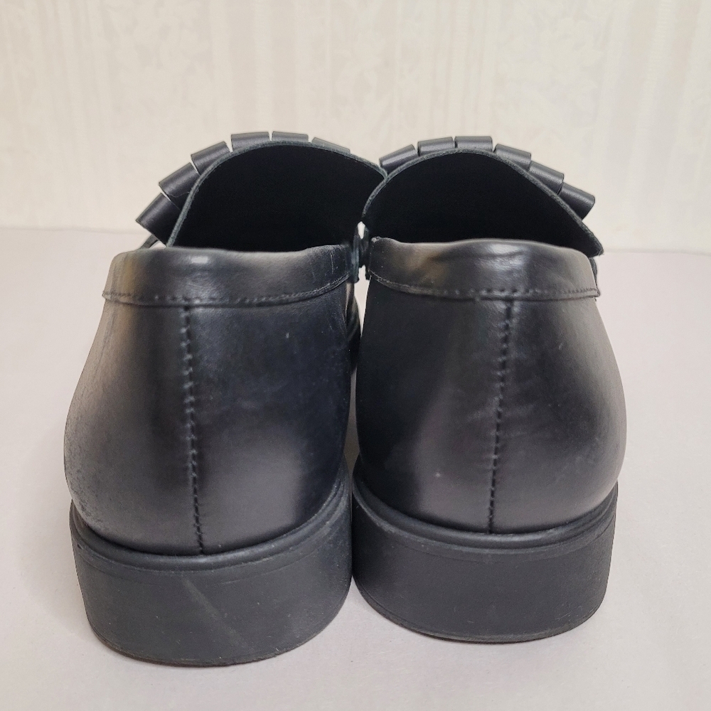 Antonio Melani Black Leather Kiltie Loafers Size 7 - Picture 6 of 9